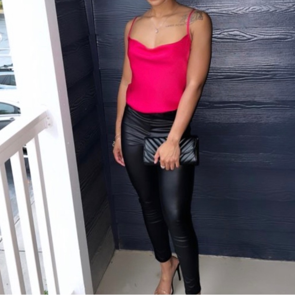 Express Satin racerback cowl neck cami